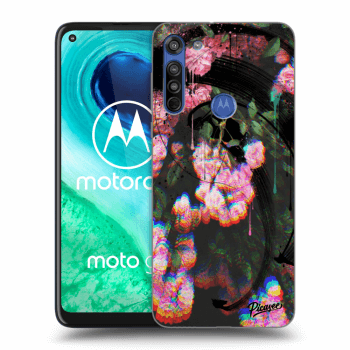 Picasee silikonowe przeźroczyste etui na Motorola Moto G8 - Rosebush black