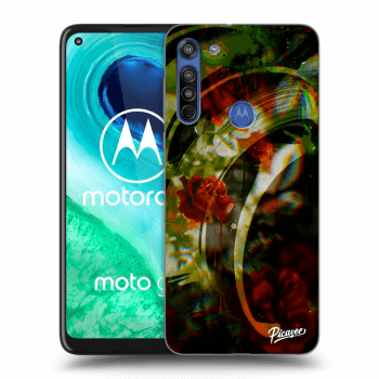 Picasee silikonowe czarne etui na Motorola Moto G8 - Roses color