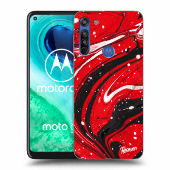 Picasee silikonowe przeźroczyste etui na Motorola Moto G8 - Red black