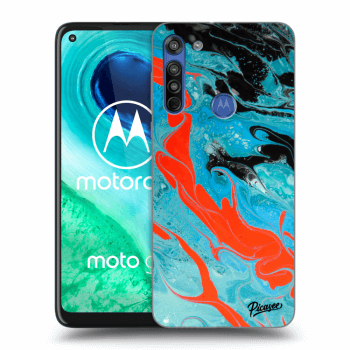 Picasee silikonowe czarne etui na Motorola Moto G8 - Blue Magma