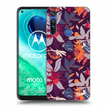 Picasee silikonowe przeźroczyste etui na Motorola Moto G8 - Purple Leaf