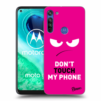 Picasee silikonowe czarne etui na Motorola Moto G8 - Angry Eyes - Pink