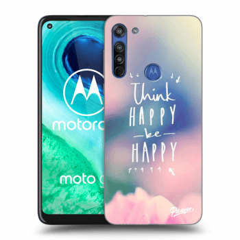 Picasee silikonowe czarne etui na Motorola Moto G8 - Think happy be happy