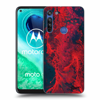 Picasee silikonowe czarne etui na Motorola Moto G8 - Organic red