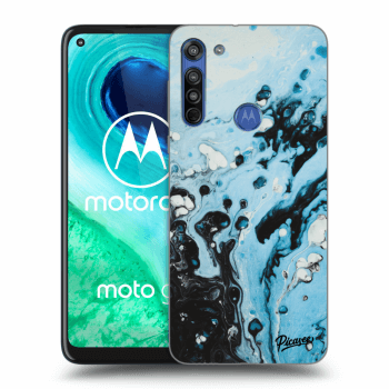 Picasee silikonowe przeźroczyste etui na Motorola Moto G8 - Organic blue