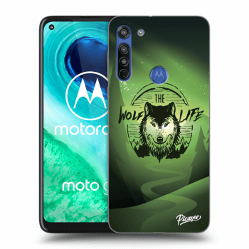 Picasee silikonowe czarne etui na Motorola Moto G8 - Wolf life