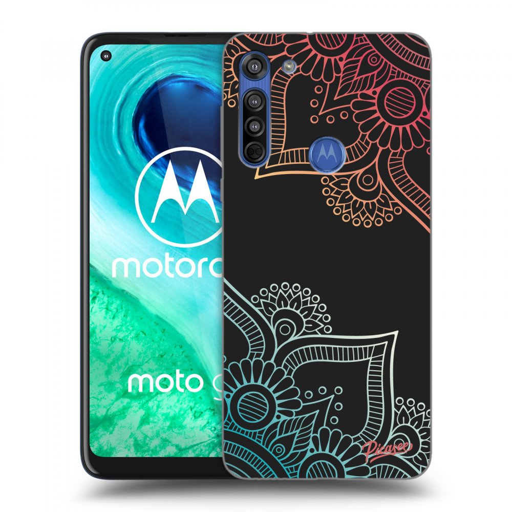 Picasee silikonowe czarne etui na Motorola Moto G8 - Flowers pattern