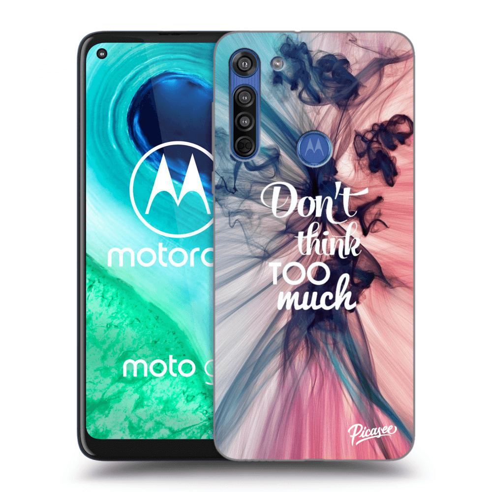 Picasee silikonowe czarne etui na Motorola Moto G8 - Don't think TOO much