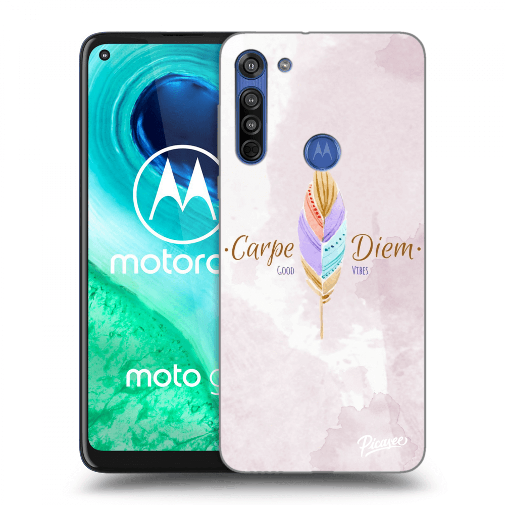 Picasee silikonowe czarne etui na Motorola Moto G8 - Carpe Diem