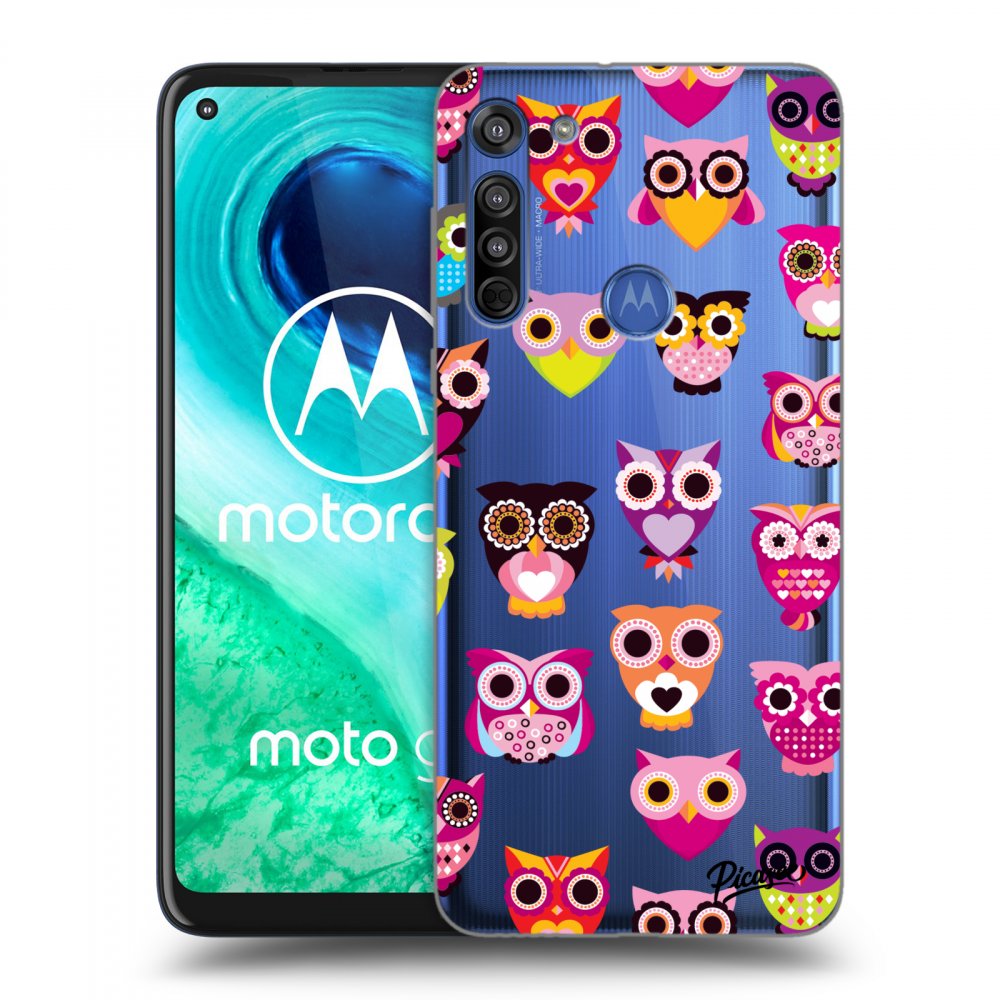 Picasee silikonowe przeźroczyste etui na Motorola Moto G8 - Owls