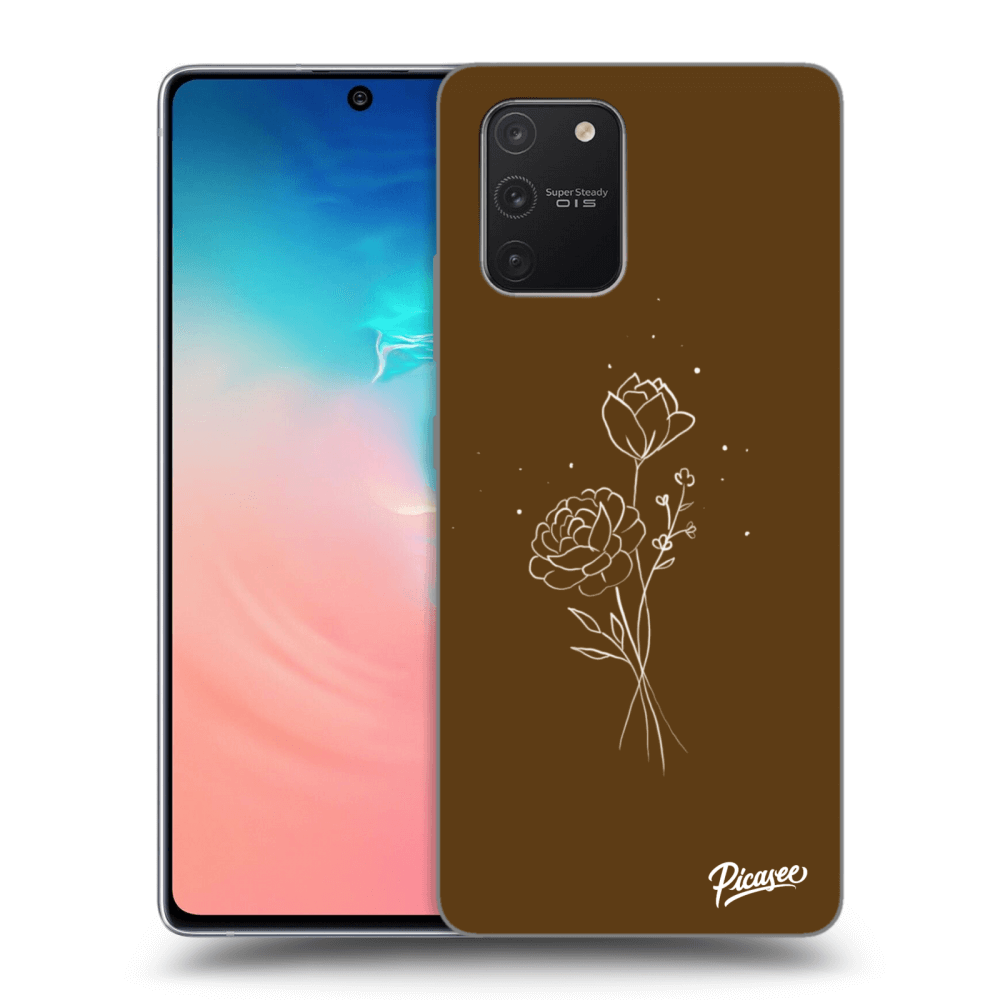 Picasee silikonowe przeźroczyste etui na Samsung Galaxy S10 Lite - Brown flowers