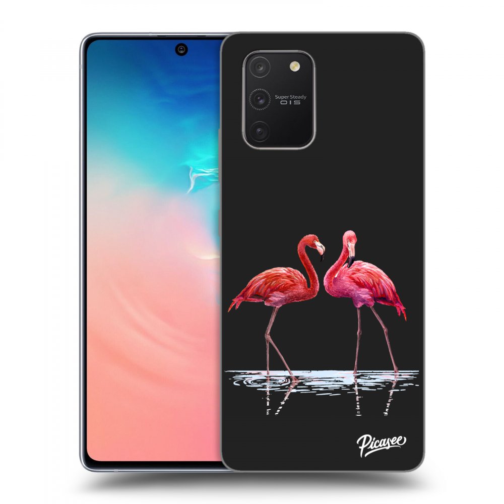 Picasee silikonowe czarne etui na Samsung Galaxy S10 Lite - Flamingos couple