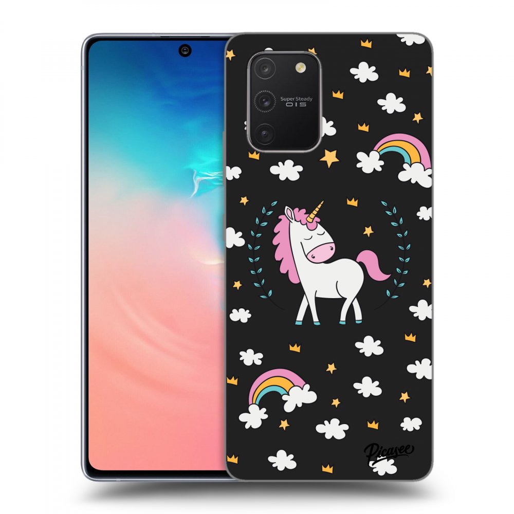 Picasee silikonowe czarne etui na Samsung Galaxy S10 Lite - Unicorn star heaven