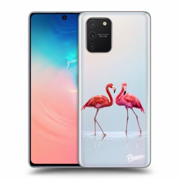 Picasee silikonowe przeźroczyste etui na Samsung Galaxy S10 Lite - Flamingos couple