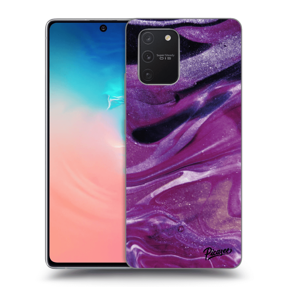 Picasee silikonowe czarne etui na Samsung Galaxy S10 Lite - Purple glitter