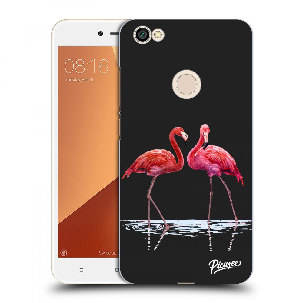 Picasee plastikowe czarne etui do Xiaomi Redmi Note 5A Prime - Flamingos couple