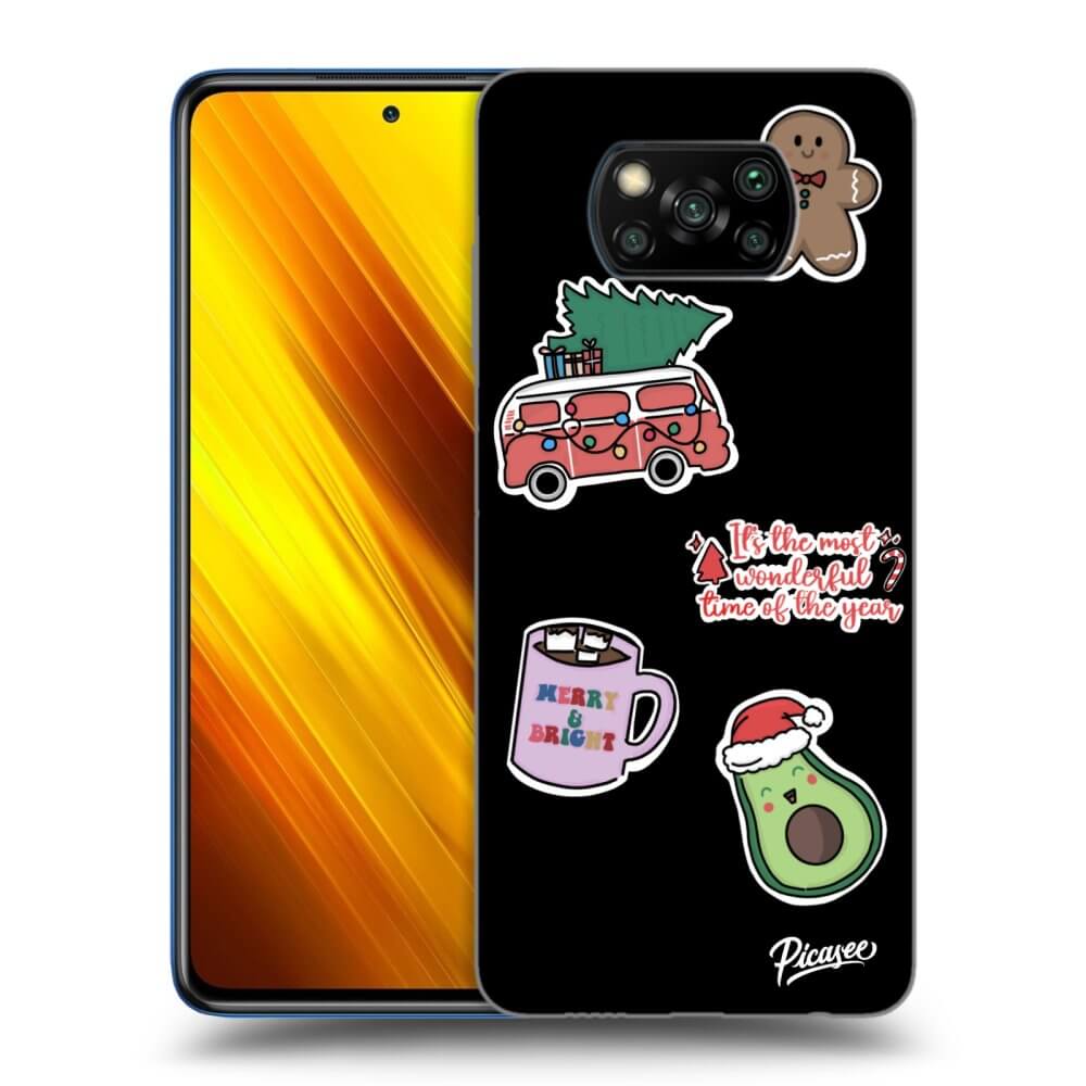 Picasee silikonowe czarne etui na Xiaomi Poco X3 - Christmas Stickers