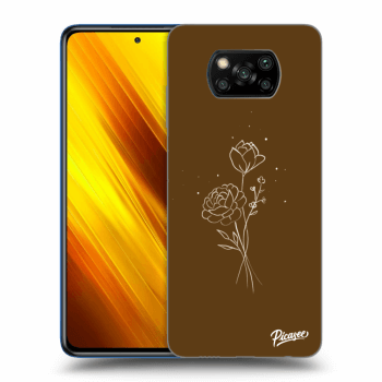 Picasee silikonowe przeźroczyste etui na Xiaomi Poco X3 - Brown flowers