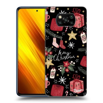 Picasee silikonowe czarne etui na Xiaomi Poco X3 - Christmas