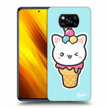 Picasee silikonowe czarne etui na Xiaomi Poco X3 - Ice Cream Cat