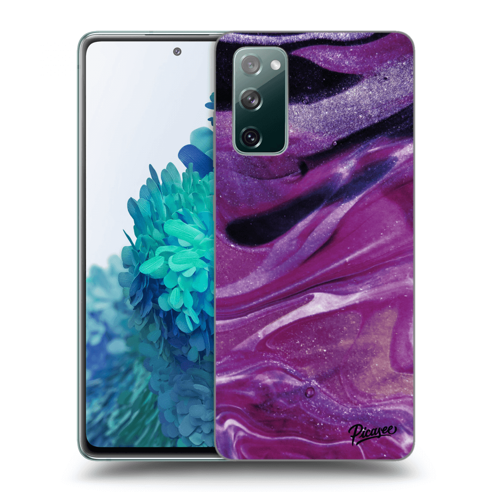 Picasee silikonowe czarne etui na Samsung Galaxy S20 FE - Purple glitter