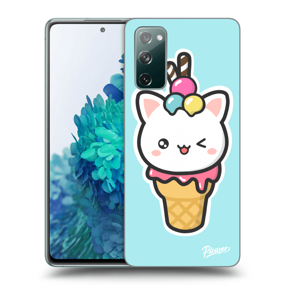 Picasee silikonowe przeźroczyste etui na Samsung Galaxy S20 FE - Ice Cream Cat