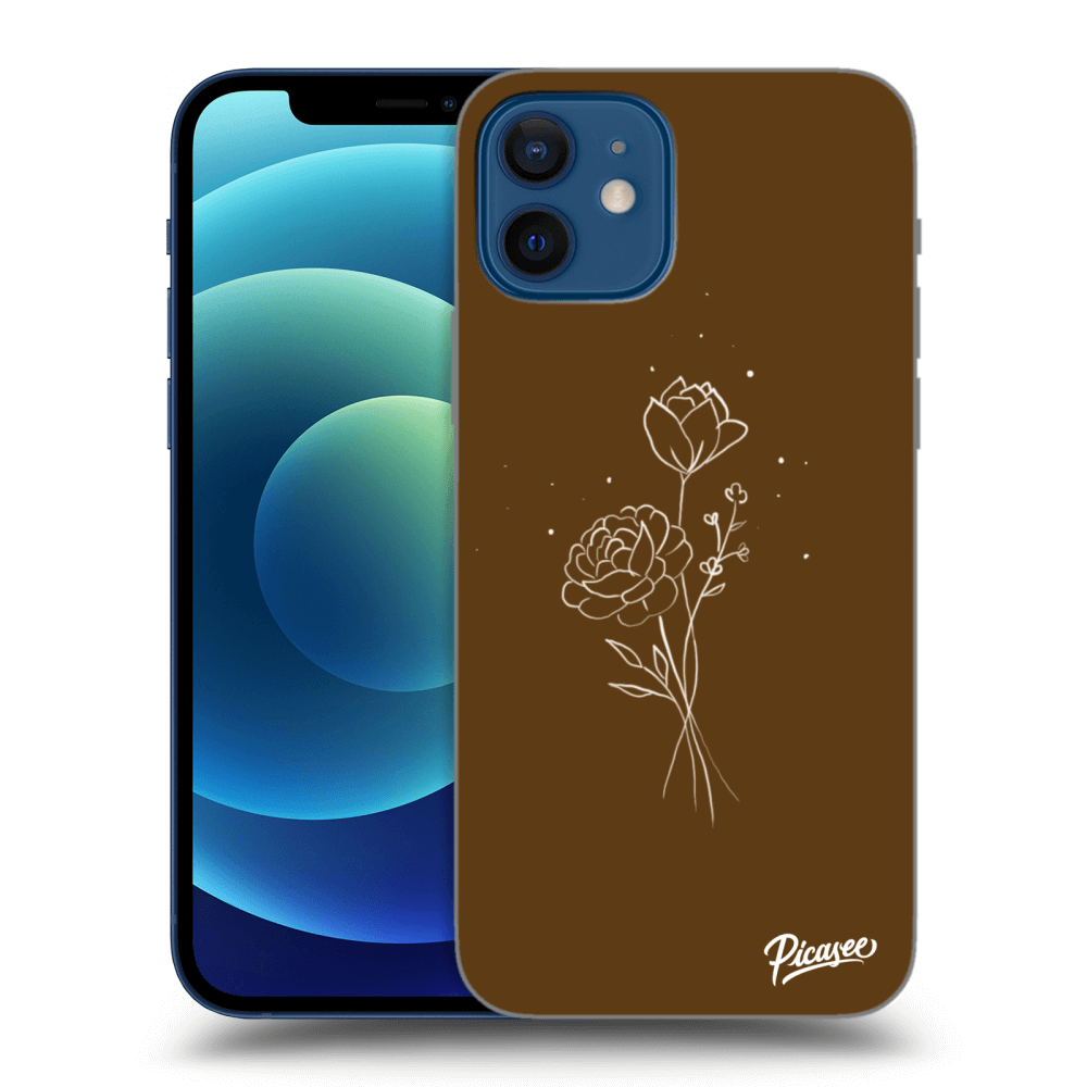 Picasee silikonowe przeźroczyste etui na Apple iPhone 12 - Brown flowers