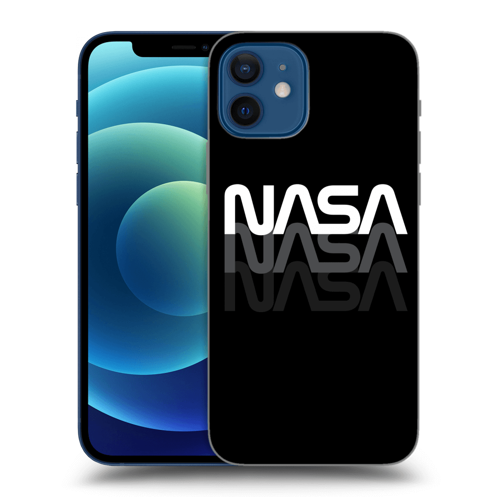 Picasee silikonowe czarne etui na Apple iPhone 12 - NASA Triple