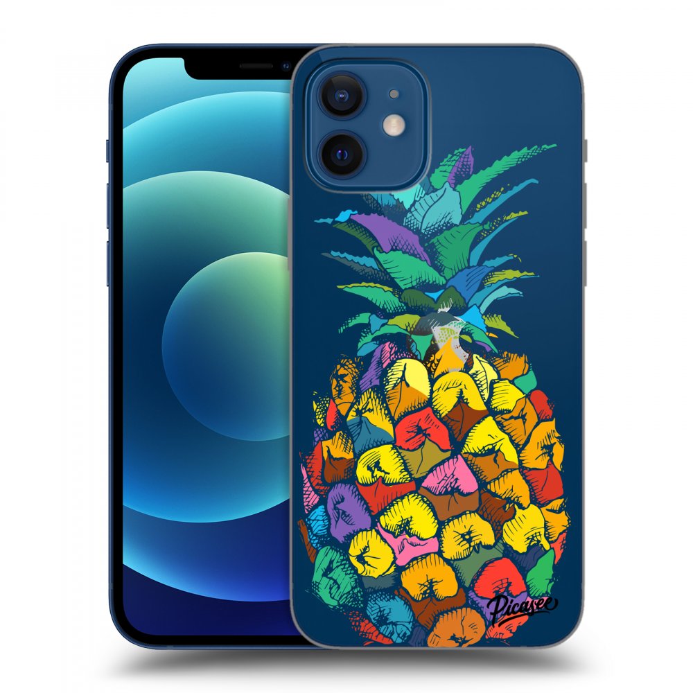 Picasee silikonowe przeźroczyste etui na Apple iPhone 12 - Pineapple