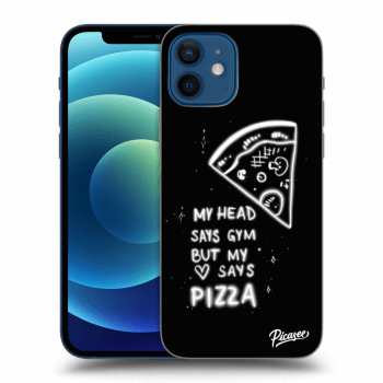 Picasee silikonowe czarne etui na Apple iPhone 12 - Pizza