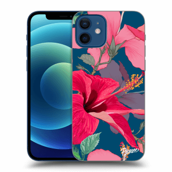 Picasee silikonowe czarne etui na Apple iPhone 12 - Hibiscus