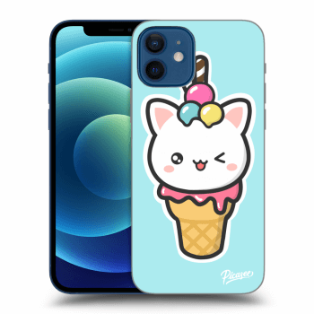 Picasee silikonowe przeźroczyste etui na Apple iPhone 12 - Ice Cream Cat