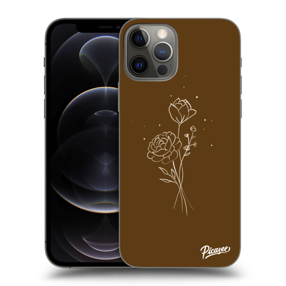 Picasee silikonowe przeźroczyste etui na Apple iPhone 12 Pro - Brown flowers