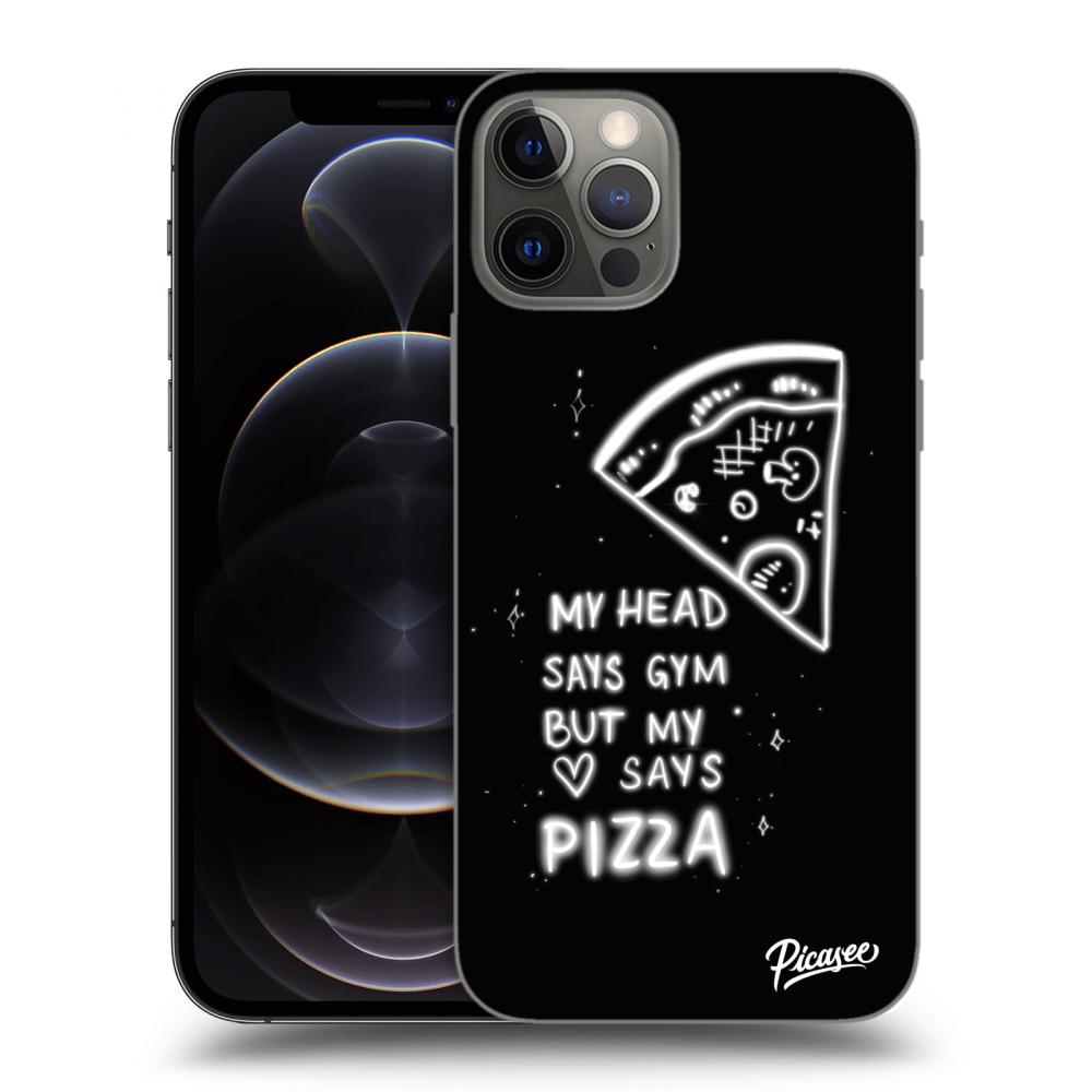 Picasee silikonowe czarne etui na Apple iPhone 12 Pro - Pizza