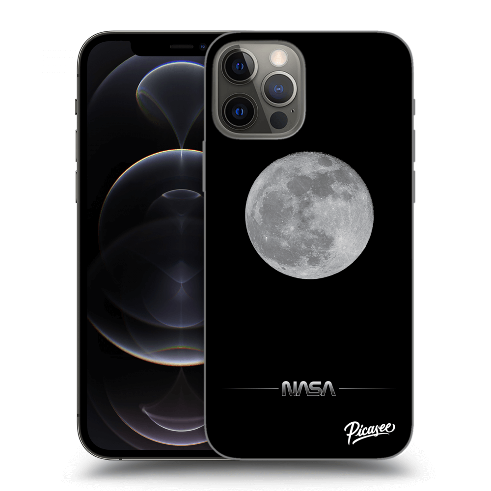 Picasee silikonowe czarne etui na Apple iPhone 12 Pro - Moon Minimal