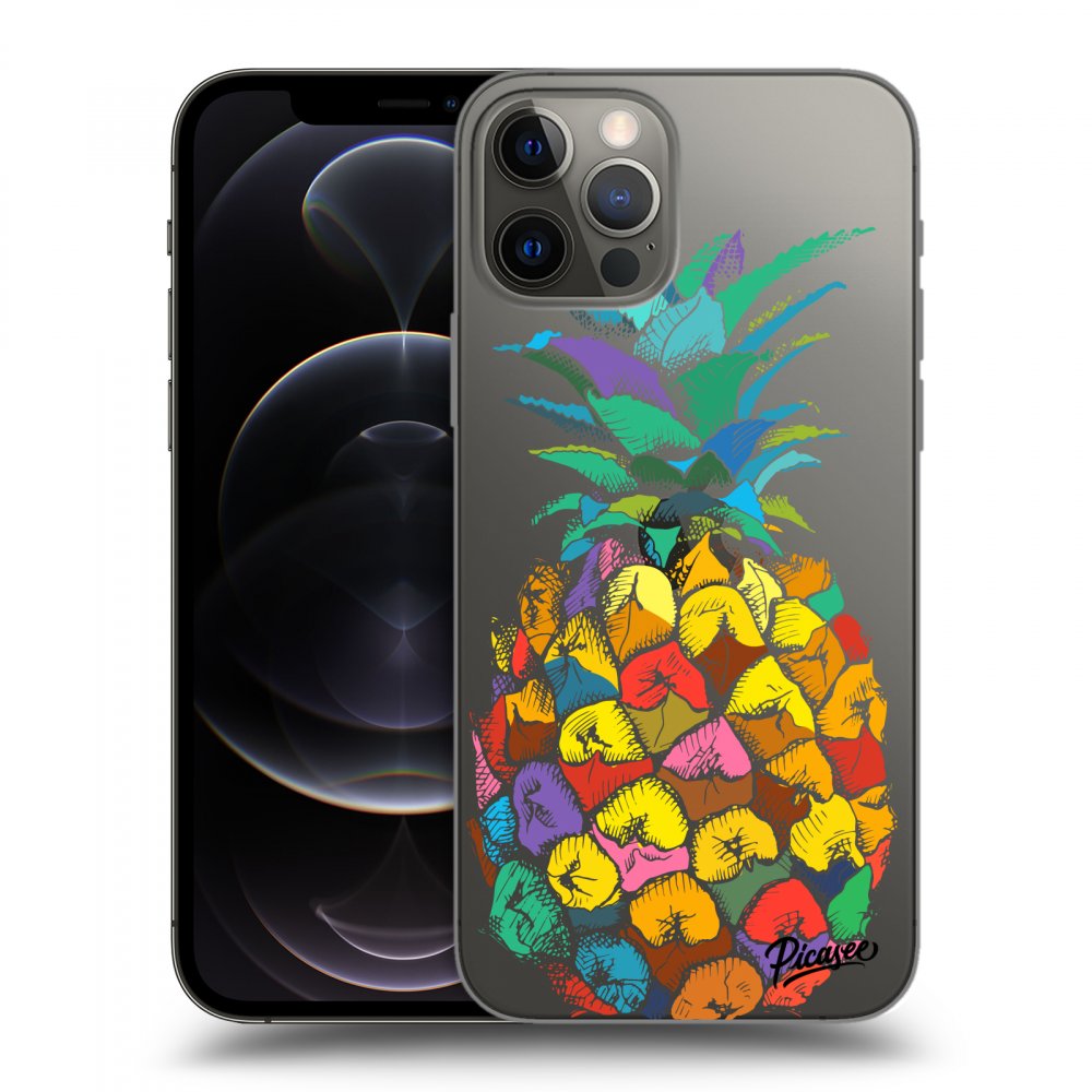 Picasee silikonowe przeźroczyste etui na Apple iPhone 12 Pro - Pineapple