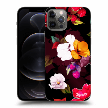 Picasee silikonowe czarne etui na Apple iPhone 12 Pro - Flowers and Berries