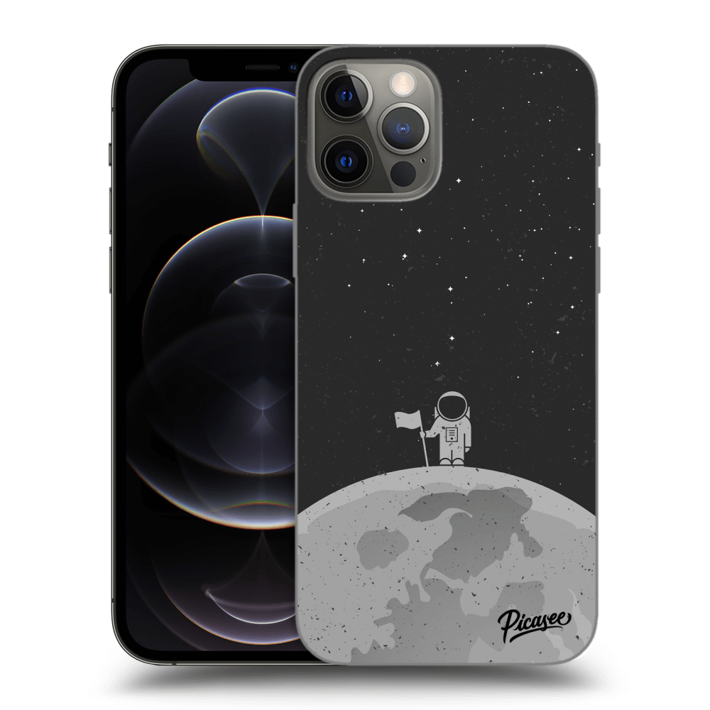Picasee silikonowe czarne etui na Apple iPhone 12 Pro - Astronaut