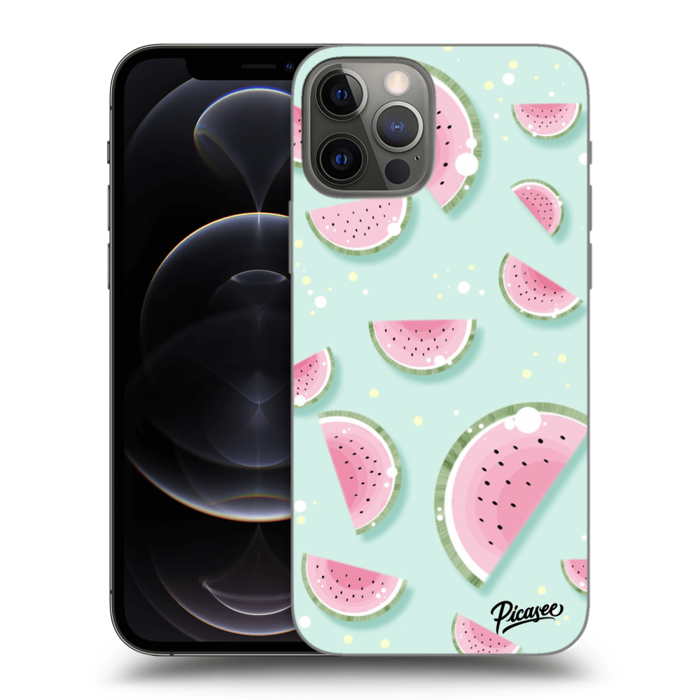 Picasee silikonowe czarne etui na Apple iPhone 12 Pro - Watermelon 2