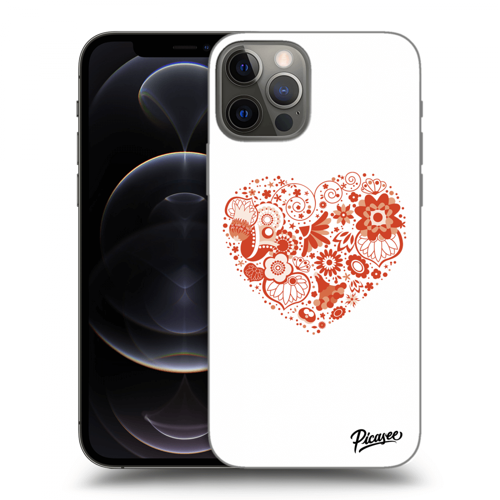 Picasee silikonowe czarne etui na Apple iPhone 12 Pro - Big heart