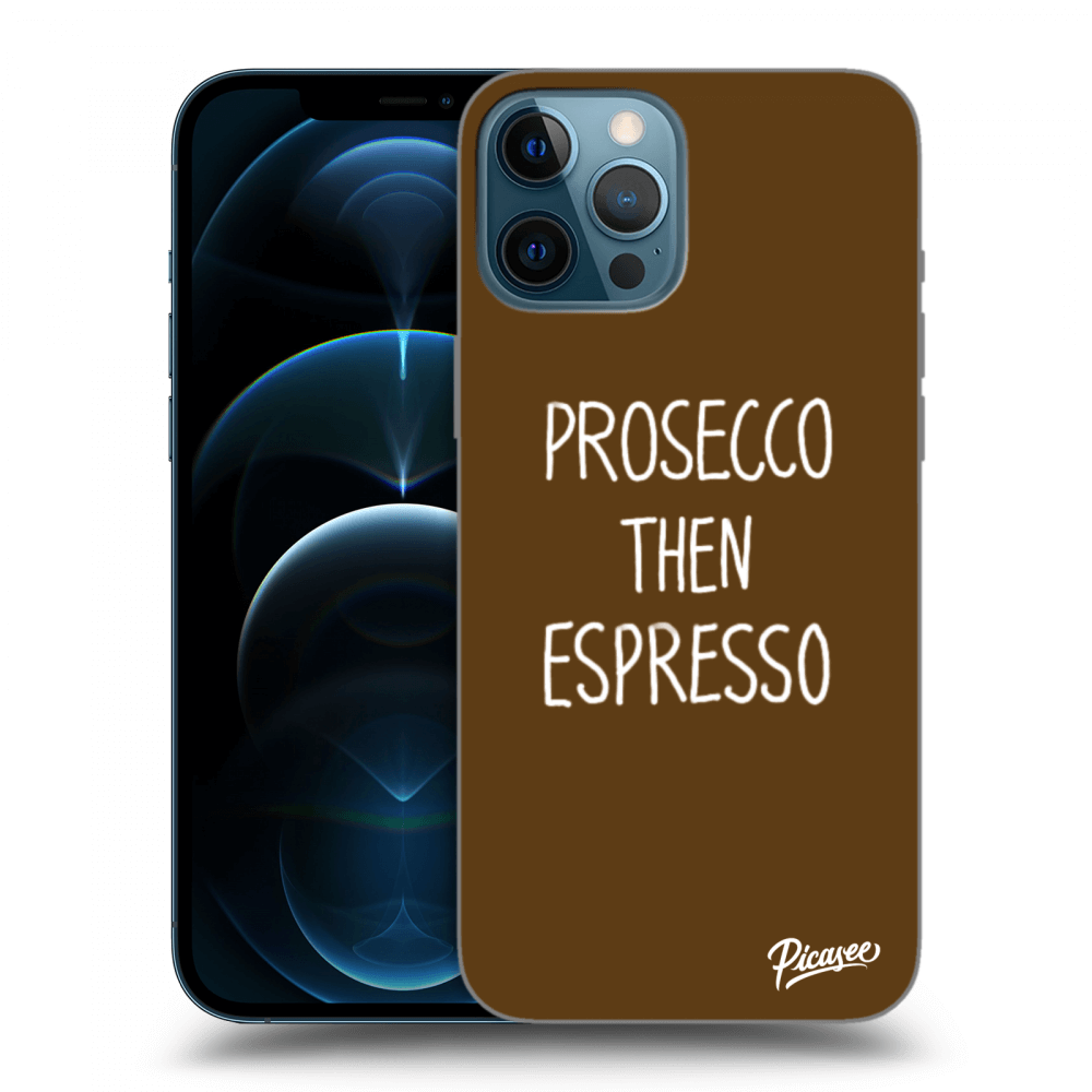 Picasee silikonowe przeźroczyste etui na Apple iPhone 12 Pro Max - Prosecco then espresso