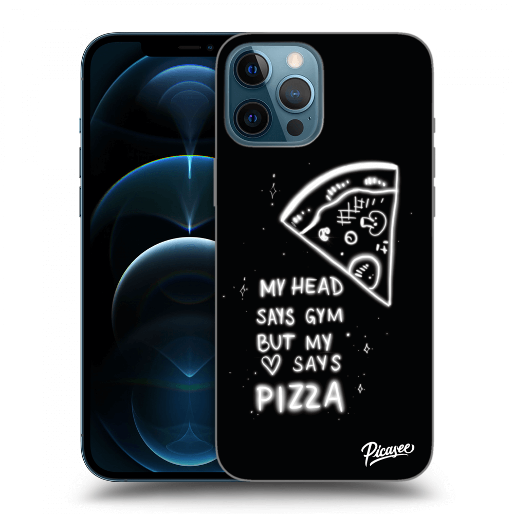 Picasee silikonowe czarne etui na Apple iPhone 12 Pro Max - Pizza