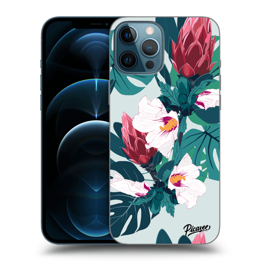 Picasee silikonowe czarne etui na Apple iPhone 12 Pro Max - Rhododendron