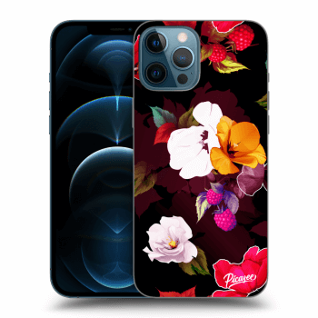 Picasee silikonowe czarne etui na Apple iPhone 12 Pro Max - Flowers and Berries