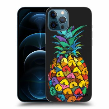 Picasee silikonowe czarne etui na Apple iPhone 12 Pro Max - Pineapple