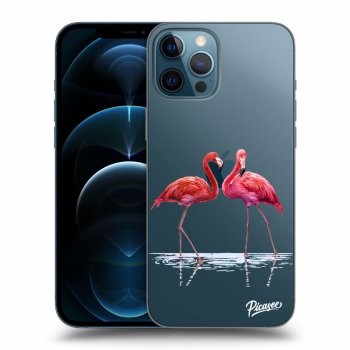 Picasee silikonowe przeźroczyste etui na Apple iPhone 12 Pro Max - Flamingos couple