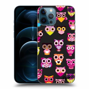 Picasee silikonowe czarne etui na Apple iPhone 12 Pro Max - Owls