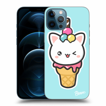 Picasee silikonowe czarne etui na Apple iPhone 12 Pro Max - Ice Cream Cat