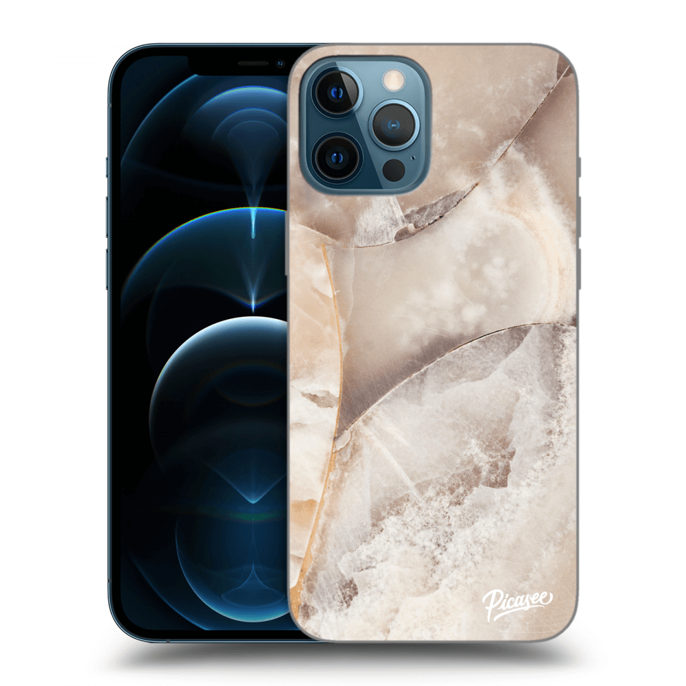 Picasee silikonowe czarne etui na Apple iPhone 12 Pro Max - Cream marble