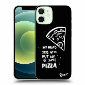Picasee silikonowe czarne etui na Apple iPhone 12 mini - Pizza